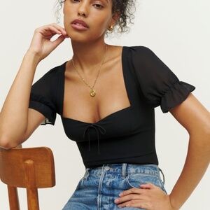 Reformation Delevan Black Top - Size 8